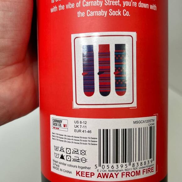 Carnaby Sock Co London Mens Socks NEW Cylinder Gift Box Holder 3 pairs Holiday - Picture 2 of 10